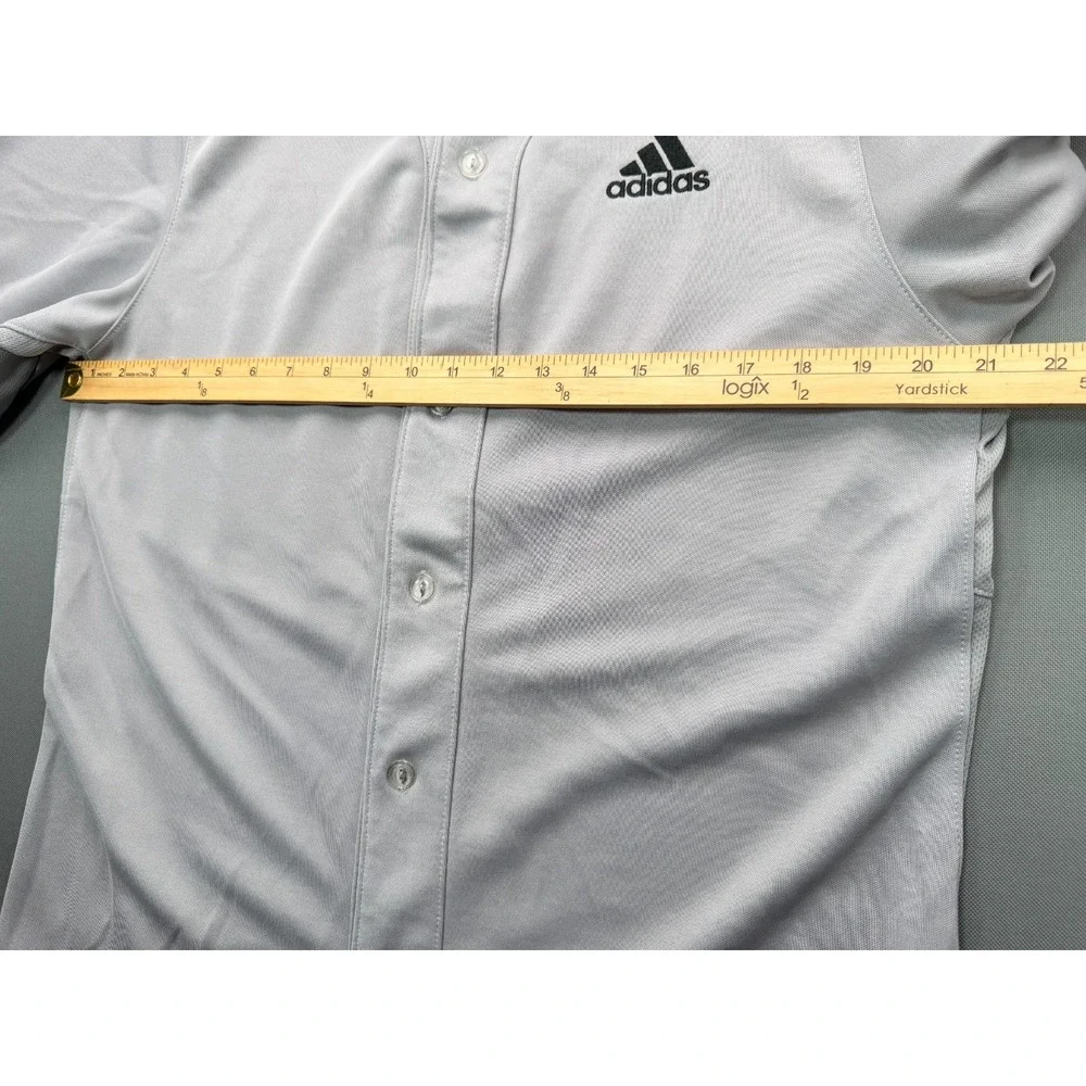 Adidas Baseball Jersey Grey Full Button Uniform Short Sleeve CY2102 | Men's XL